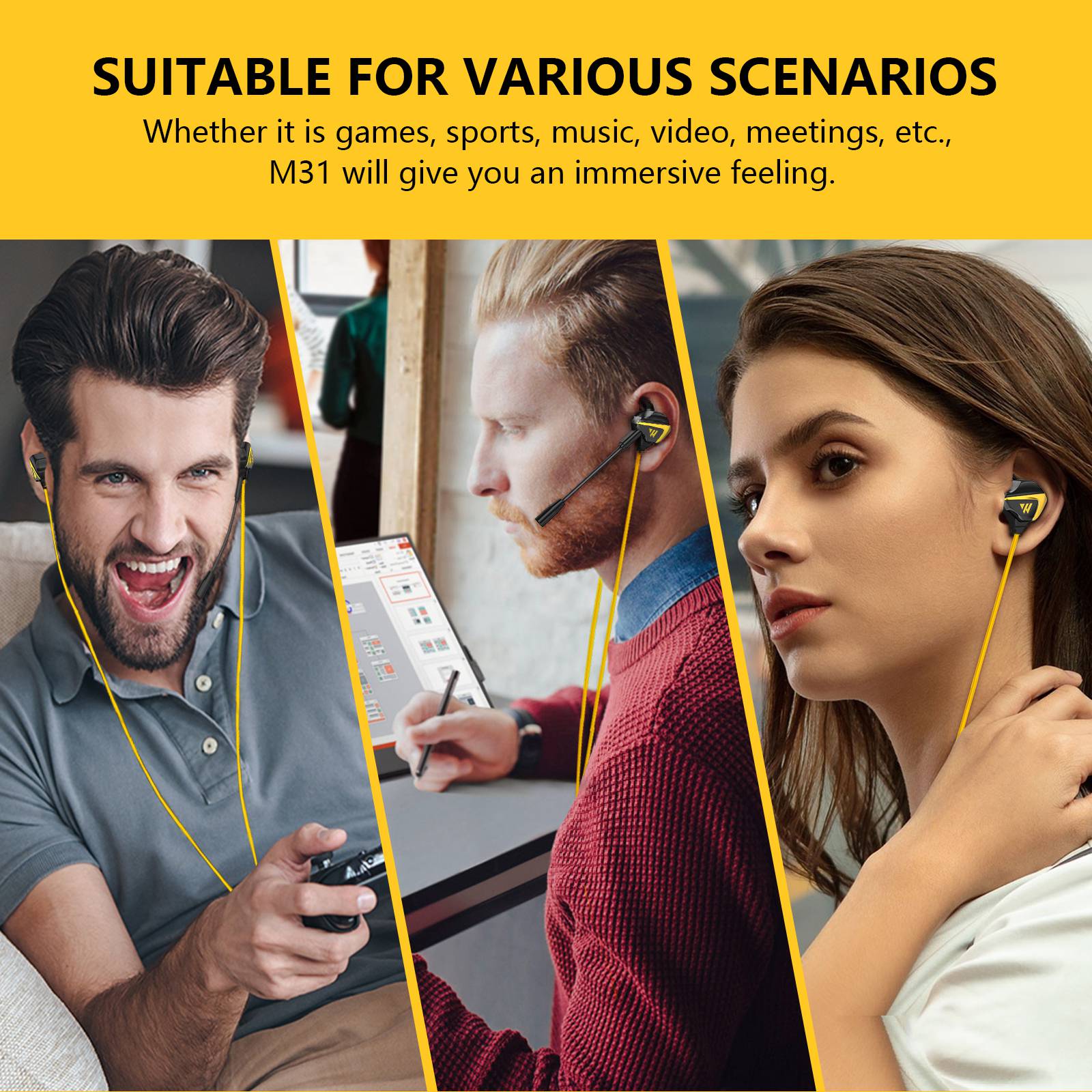 WINTORY M31 3.5mm Wired In-ear Earphone E-Sports Music Game Wire Control Headset with Detachable Microphone WINTORY M31 3.5mm Wired In-ear Earphone E-Sports Music Game Wire Control Headset with Detachable Microphone
